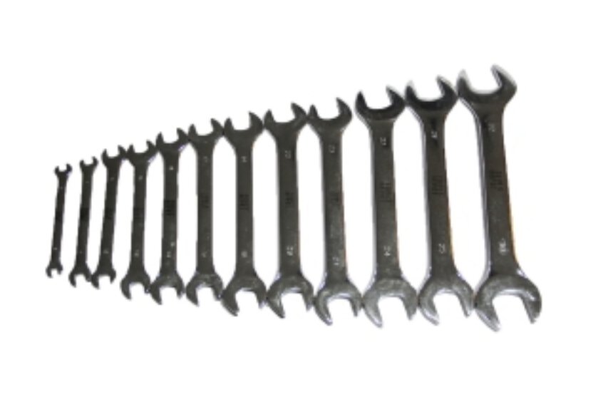 DOUBLE OPEN END SPANNER FULLY POLISHED 12PCS METRIC SET