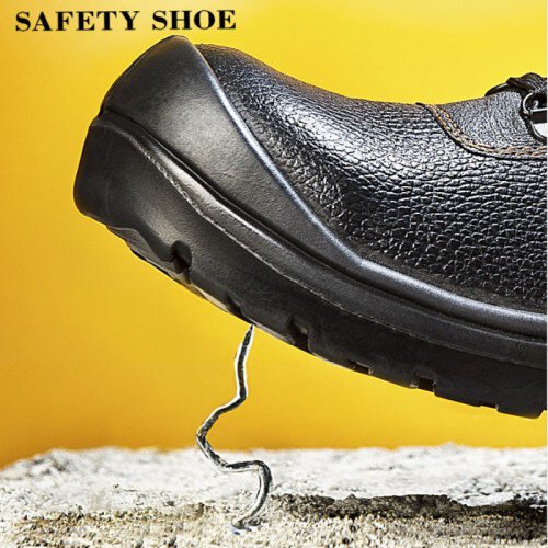 Black Grain Leather Laced Safety Shoe- Low Cut (UK 12)