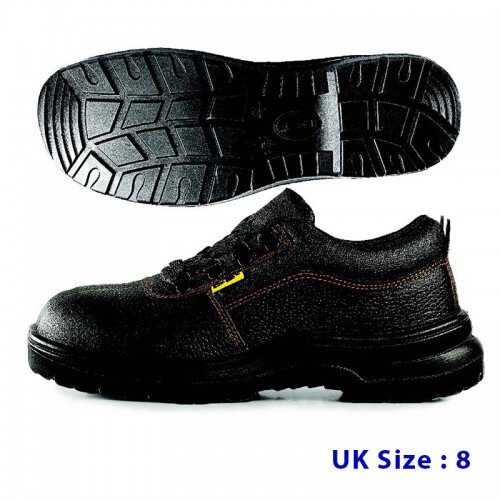 Black Grain Leather Laced Safety Shoe- Low Cut (UK 8)
