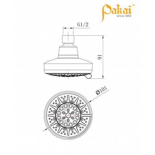 Pakai Acacia Multi Spray Ball Joint Shower Rose 5 Function PK-A568