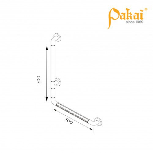 Pakai Wall Mount Nylon Covered Angled Grab Bar 700mm PK-BF-88083-700