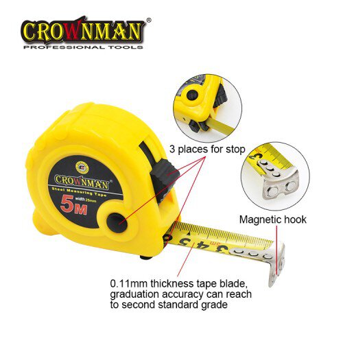 Crownman 3mx16mm ABS Case Steel Measuring Tape with Magnetic Hook