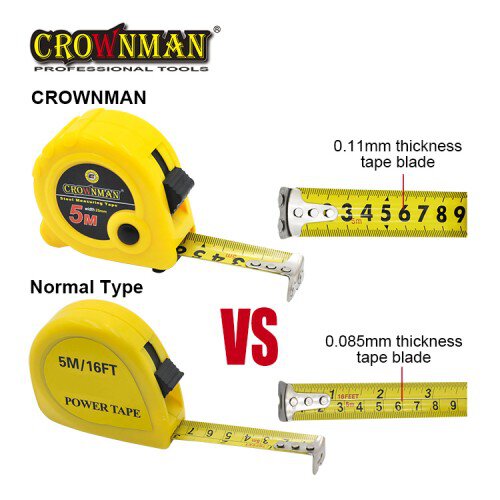 Crownman 3mx16mm ABS Case Steel Measuring Tape with Magnetic Hook