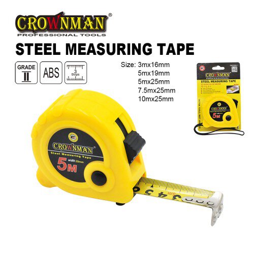 Crownman 3mx16mm ABS Case Steel Measuring Tape with Magnetic Hook