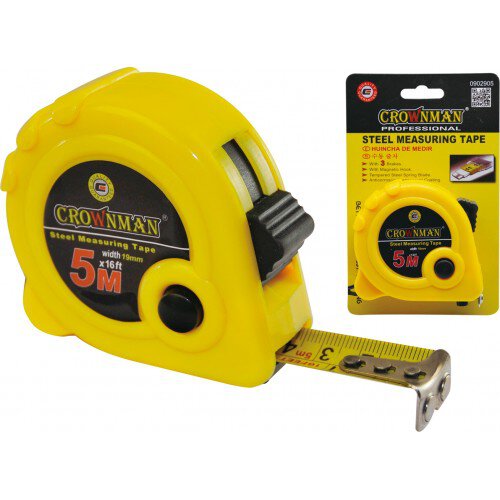 Crownman 5mx19mm ABS Case Steel Measuring Tape with Magnetic Hook