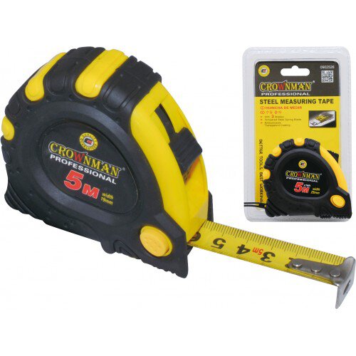 Crownman 5mx19mm Steel Measuring Tape ABS Case with TPR Coating