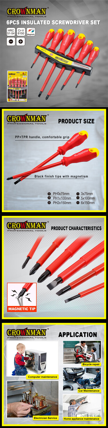 Crownman 6PCS/SET Insulated Blade Screwdriver