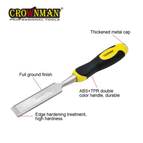 Crownman Firmer Chisel Set with Double Color TPR Handle