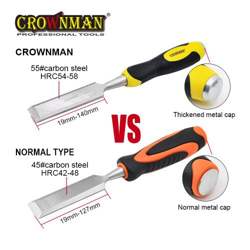 Crownman Firmer Chisel Set with Double Color TPR Handle