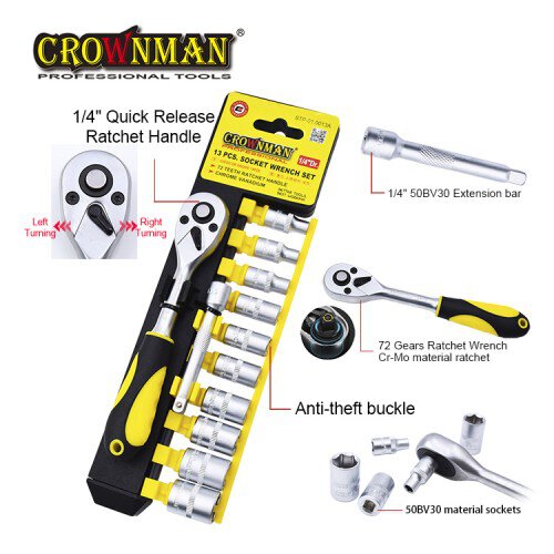 Crownman 13 Pieces Socket Wrench Set