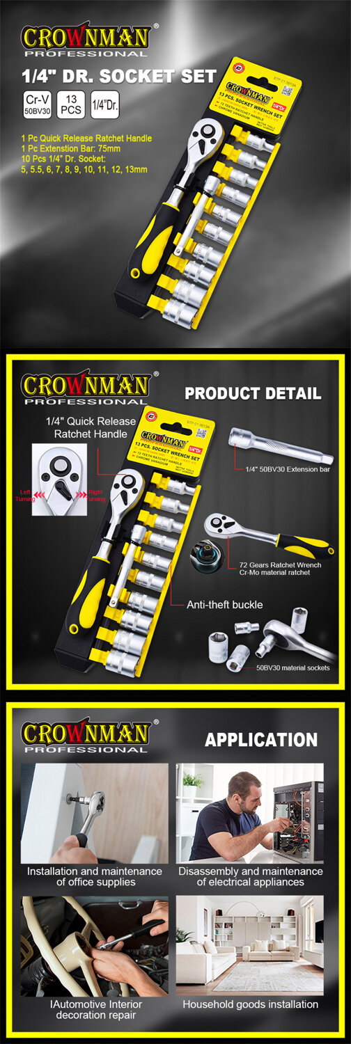 Crownman 13 Pieces Socket Wrench Set