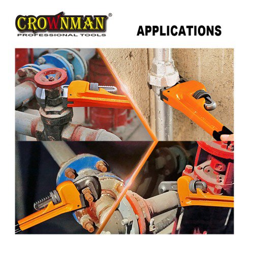 Crownman 14" American Type Heavy Duty Pipe Wrench with Dipped Handle