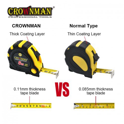 Crownman 3mx16mm Steel Measuring Tape ABS Case with TPR Coating