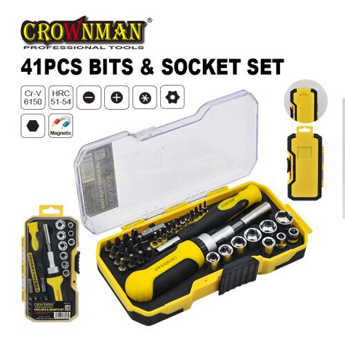 Crownman 41PCS Bits & Sockets Set