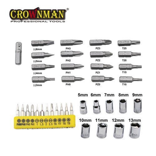 Crownman 41PCS Bits & Sockets Set