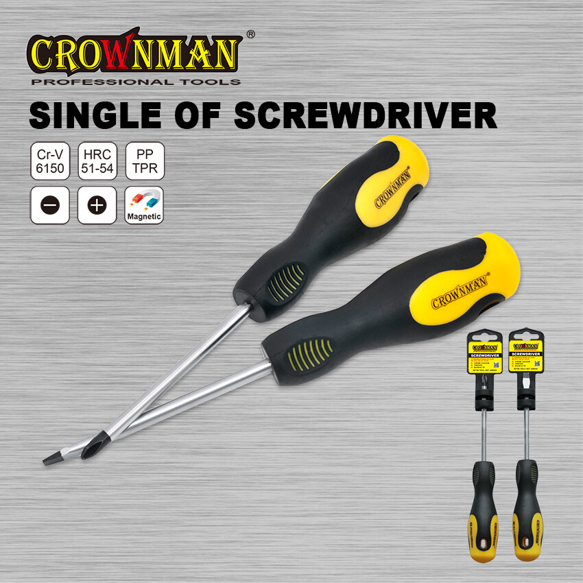 Crownman 5.0*100mm Screwdriver with Double Color TPR Handle