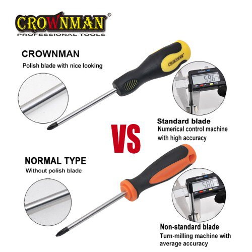 Crownman 6.0*200mm Screwdriver with Double Color TPR Handle