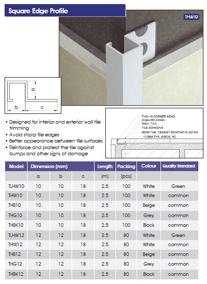 Corner Bead Square Edge Profile-THBK12