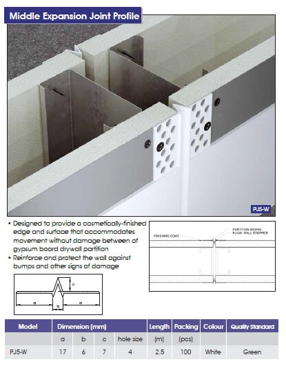 Corner Bead Middle Expansion Joint Profile- PJ5-W