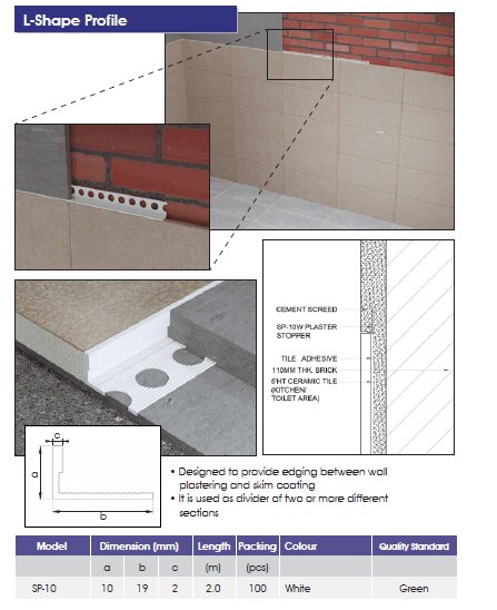 Corner Bead L-Shape Profile- SP-10W Green Label