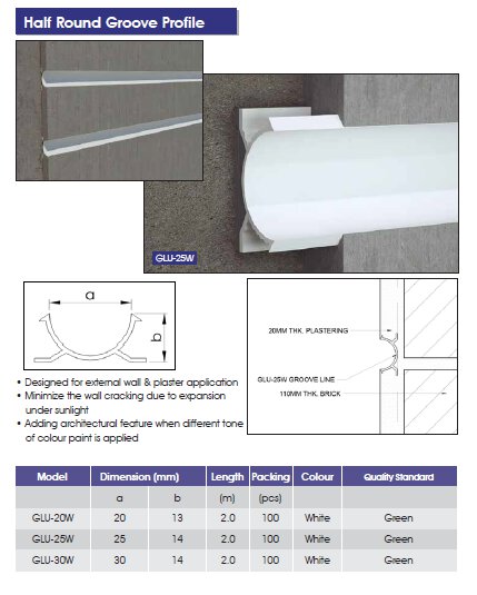Groove Joint/  Half Round Groove Profile- GLU-25W