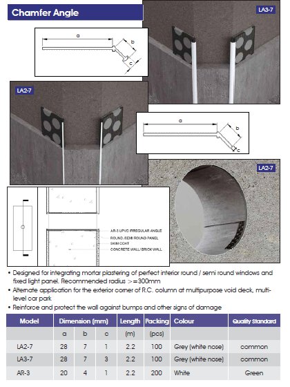 Corner Bead Chamfer Angle- LA2-7
