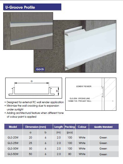 Corner Bead U-Groove Profile-GLS-50W