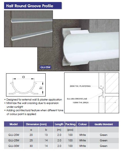 Groove Joint/ Half Round Groove Profile- GLU-20W, GLU-25W,GLU-30W