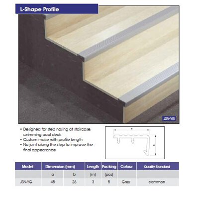 Step Nosing  L-Shape Profile - JSN-YG (Young Grey)