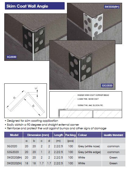Corner Bead Skim Coat Wall Angle-SW2020(BH)