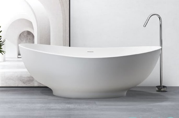 Polystone Free Standing Bathtub C/With Waste - Matte White