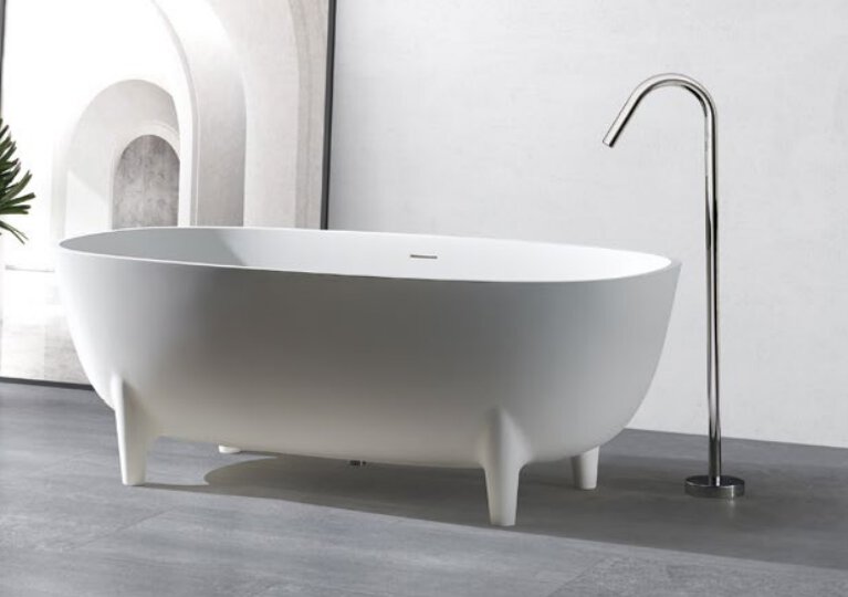 Polystone Free Standing Bathtub C/With Waste - Matte White