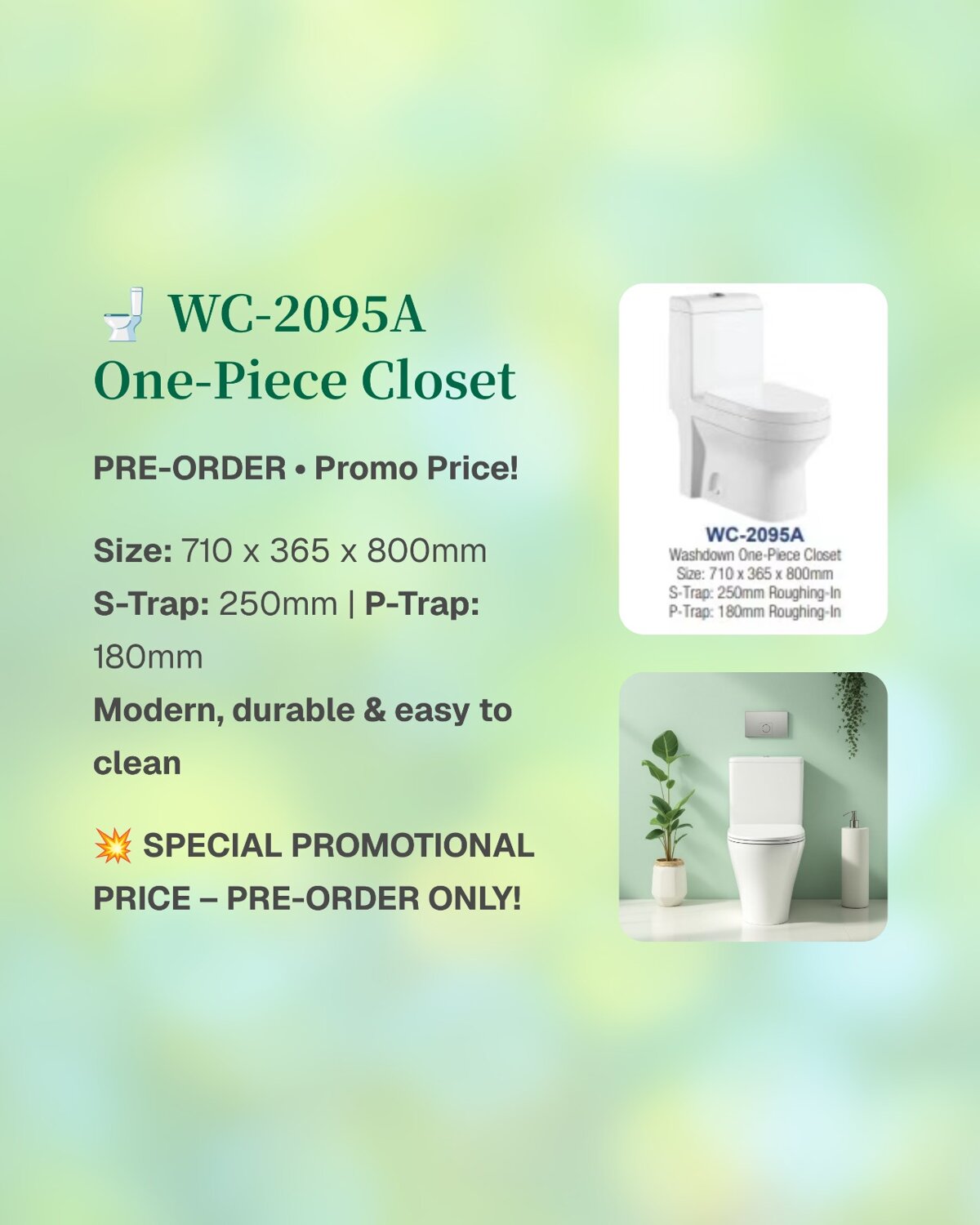 Sanitary Ware WC-2095A One-Piece Closet – Promo Price!