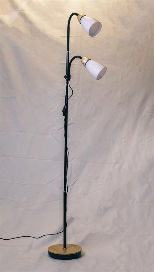 Floor Lamp with Metal and Wood Stand / Base (Black, Beige, White) [S-T8/8/2]