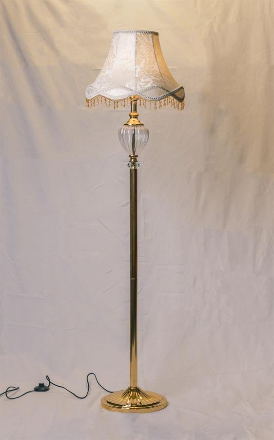 Floor Lamp with Classic Shade and Chrome Stand / Base (Gold/Chrome, Beige) [S-5169/1]