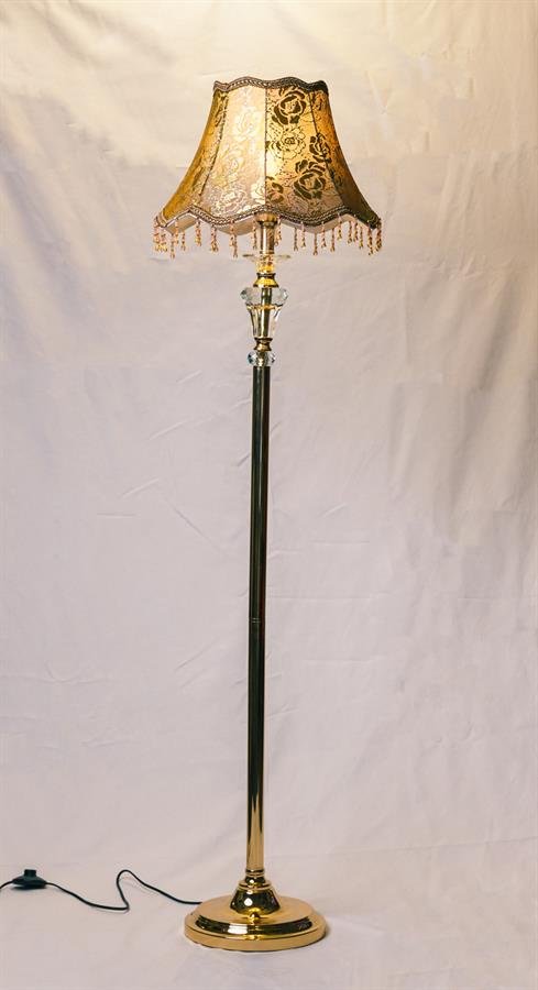 Floor Lamp with Classic Shade and Chrome Stand / Base (Gold/Chrome, Beige) [S-5168/1]