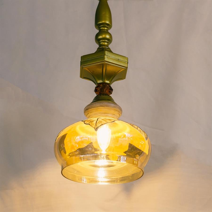 Middle East Style Ceiling Lamp with Glass Shade and Metal Structure (Brass) [P.968/1]