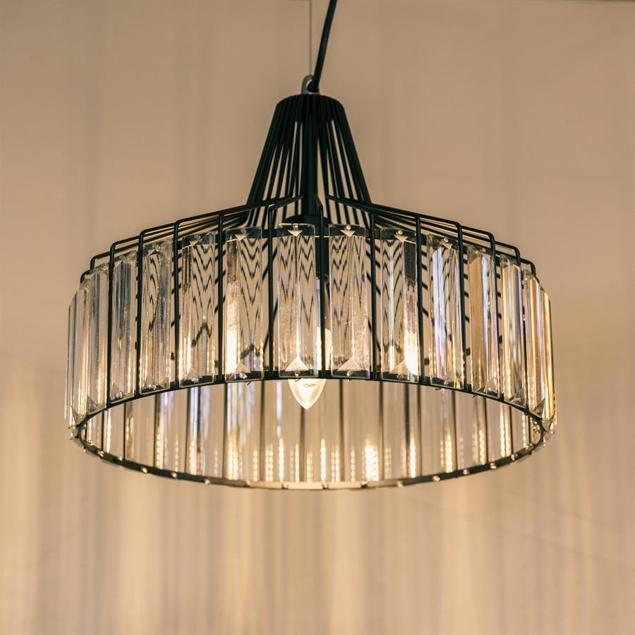 Modern Ceiling Lamp with Glass and Metal Shade / Structure (Black) [P.3070/1]