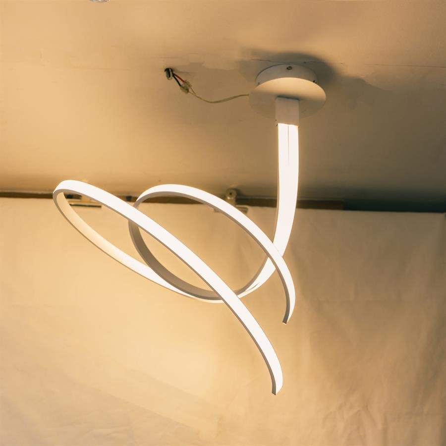 Modern Ceiling Lamp with 2 LED Wave Stripes (White) [P.8186/40W]