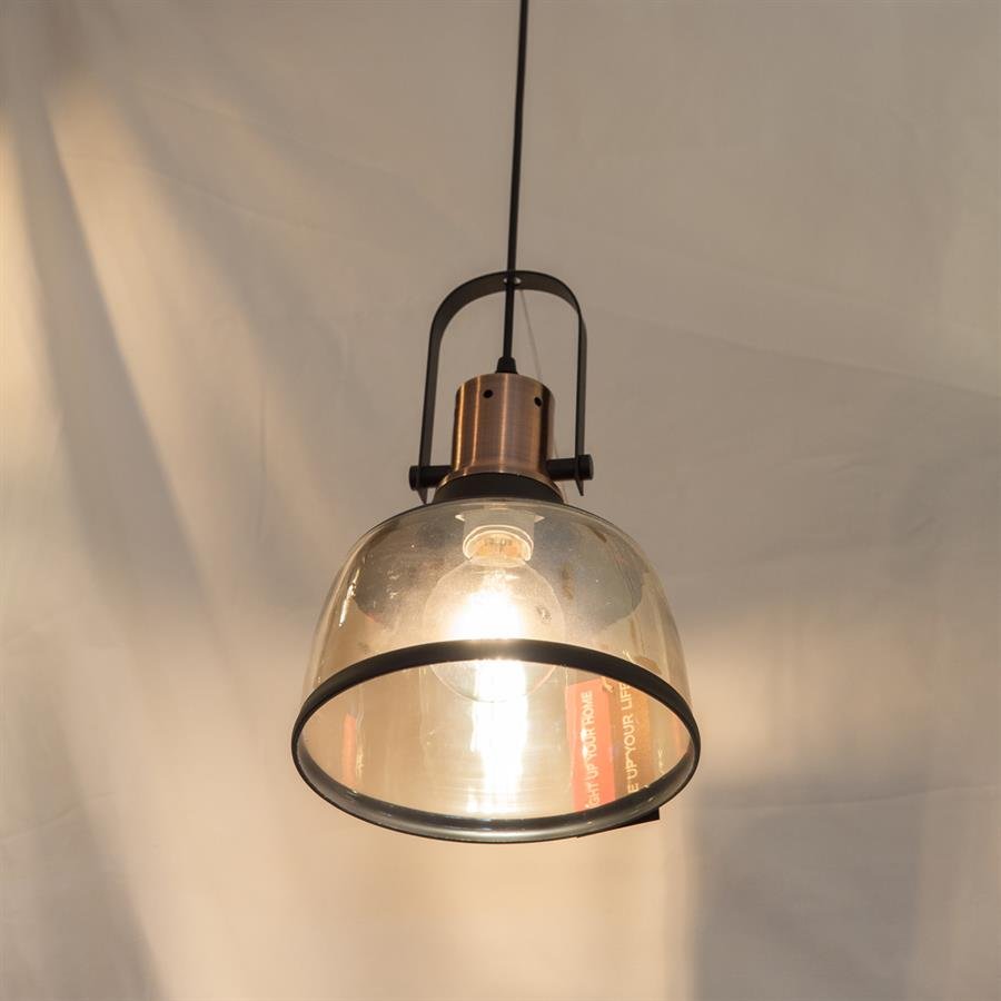 Ceiling Lamp with 1 Medium Glass Shades (Black, Chrome) [P.K096/1]