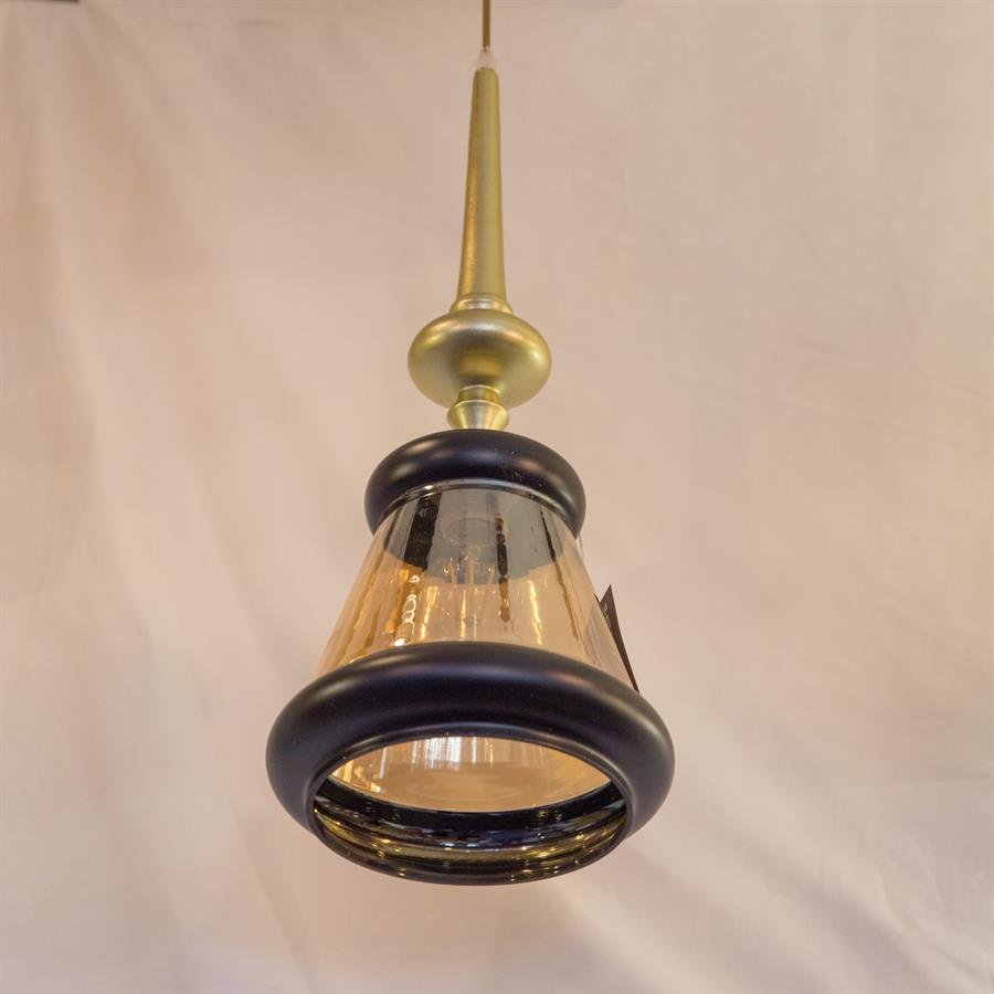 Ceiling Lamp with 1 Small Cone Shape Glass Shades (Black, Gold) [P.972/1]