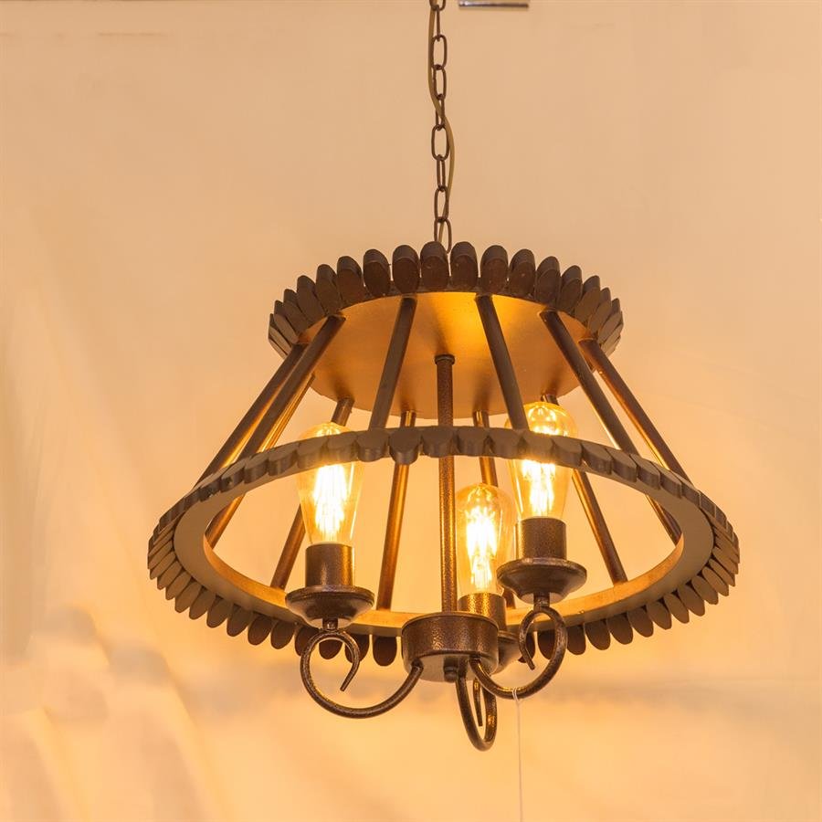 Resort Style Ceiling Lamp with Cone Shape Shades (Dark Brown) [P.4170/L3]