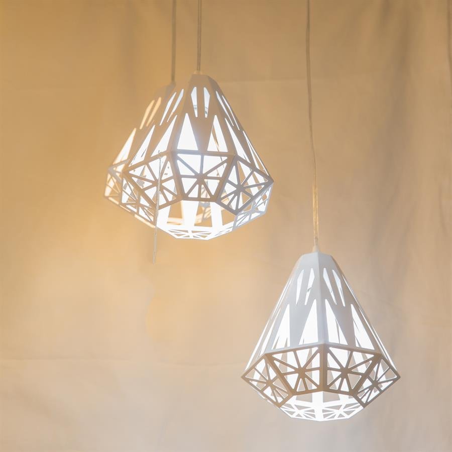 Modern Ceiling Lamp with Cone Metal Shades (White) [P.3101/3] WH