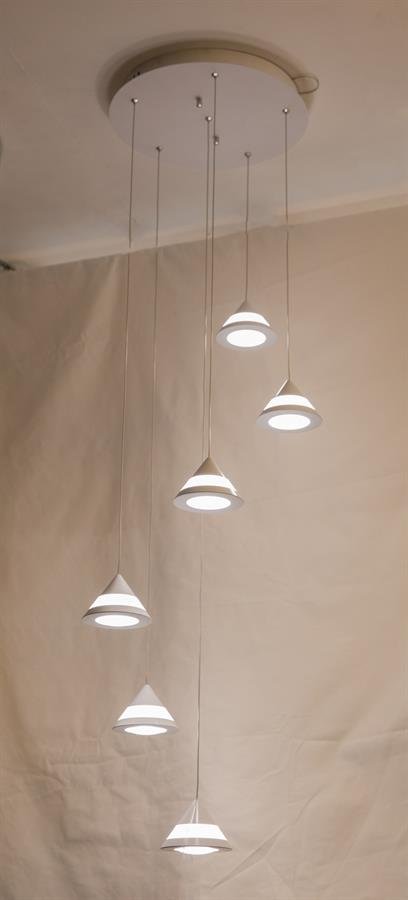 Modern Ceiling Lamp with 6 Cone Light (White, Silver) [P-8148/6]