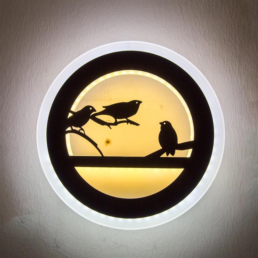 Wall Lamp with Birds Impression Design (Yellow, Dark Brown, White) [W-B851]
