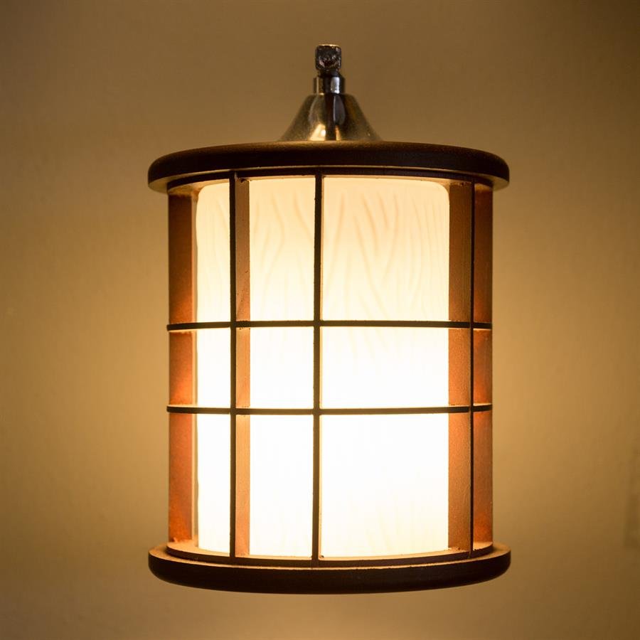 Resort Style Wall Lamp with Cylinder Lantern Design and Steel Mount (Dark Brown) [W-0559/1]