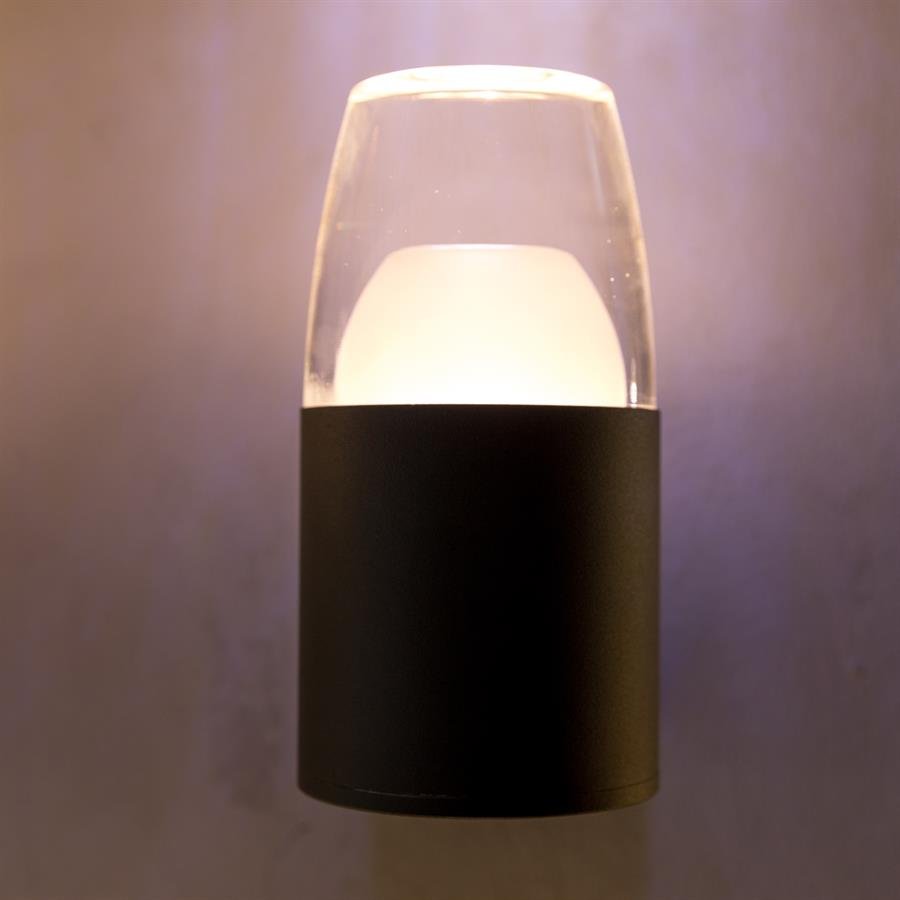 Modern Garden Wall Lamp with Top Cylinder Glass Shade (Black) [G-W24262/1/5W]