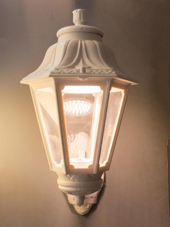Classic Garden Wall Lamp with Steel & Glass Cone Shade (White) [G-E22-131000WYE27]