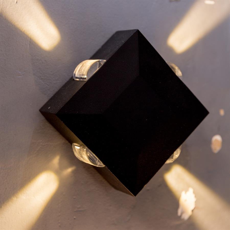 Weatherproof Garden Wall Lamp with 4 Ways Light and Steel Structure (Black) [W-1510-4X1W]