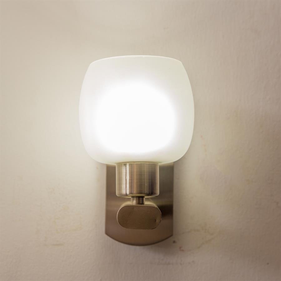 Wall Lamp with Bowl Shape Glass Shade and Steel Structure (White, Silver) [W-08521/1]
